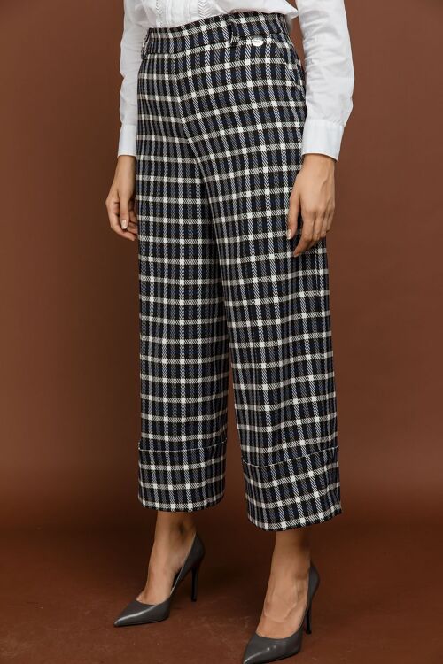 Blue Check Culottes by Si Fashion