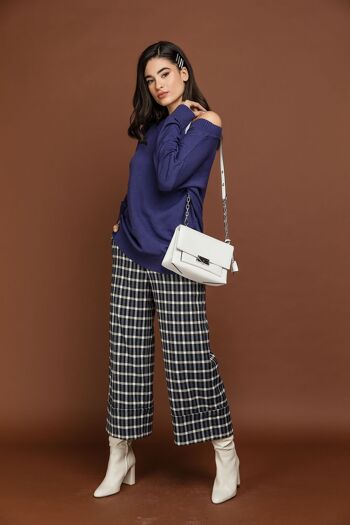 Jupe-culotte à carreaux bleus de Si Fashion 6
