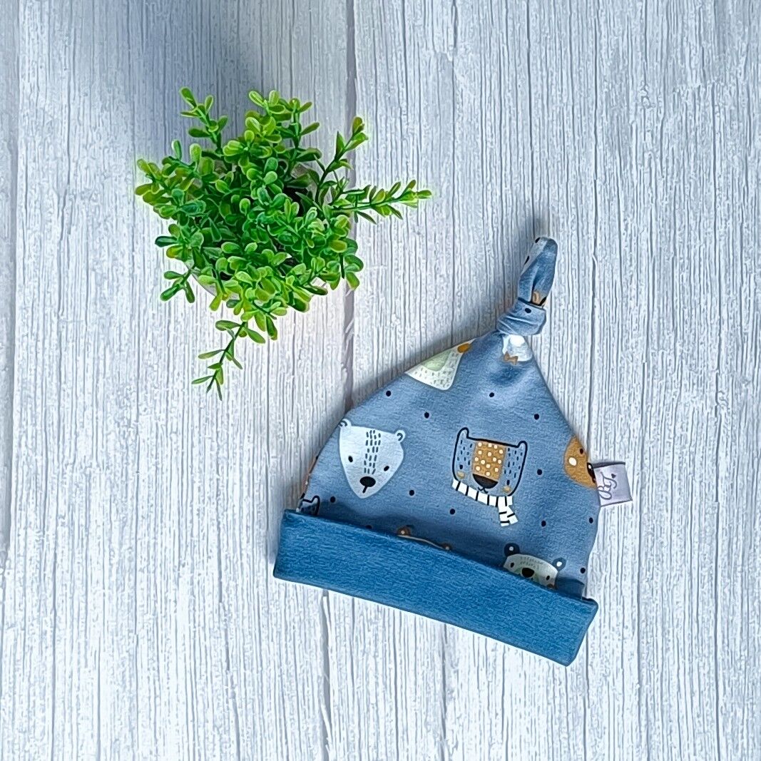 Knotenmütze Bär Blue Shadow 0-3 Monate