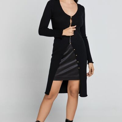 Cardigan lungo in maglia nera
