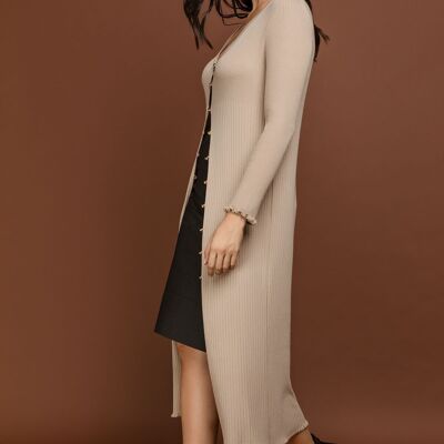 Ruffle Detail Long Cardigan by Si Fashion