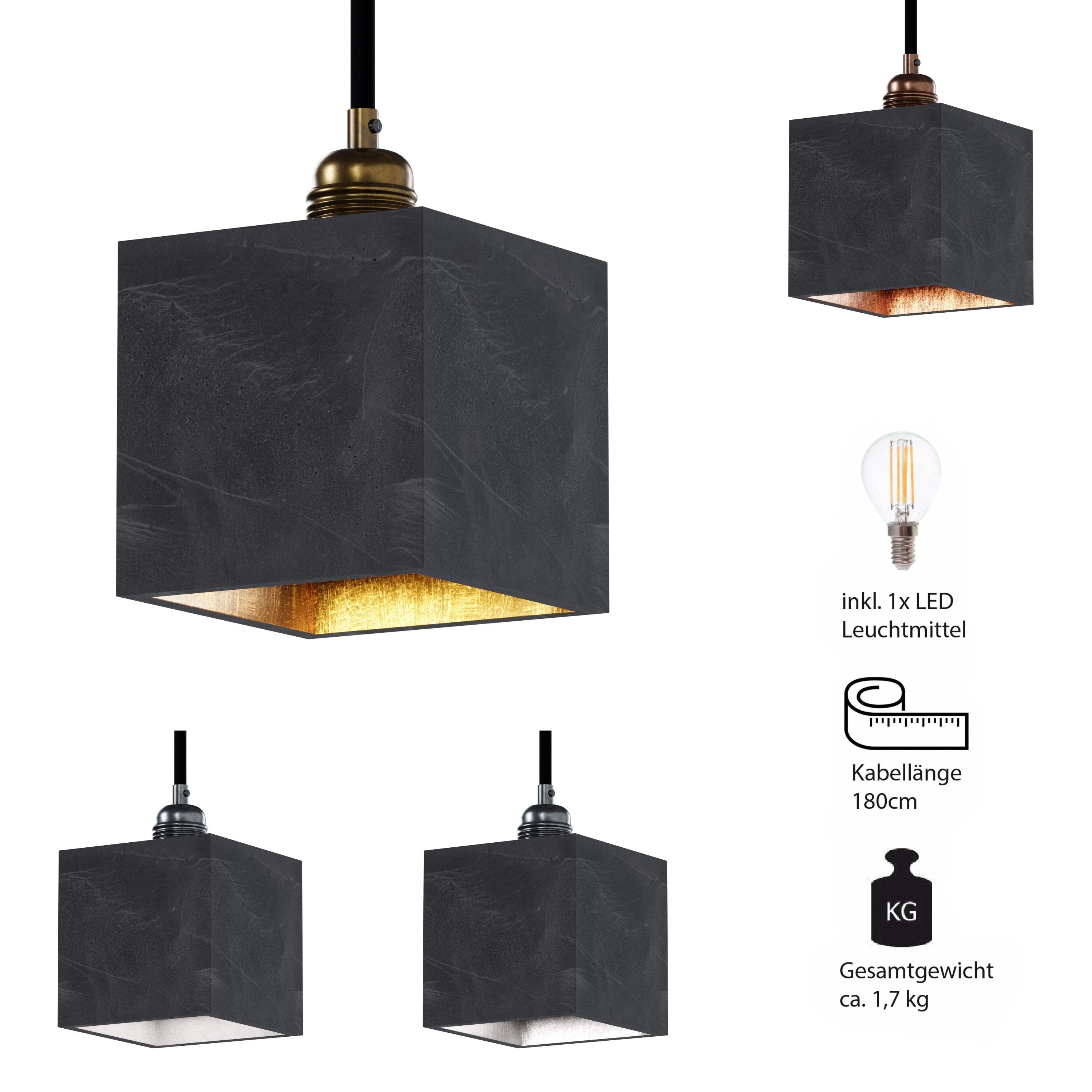 Betoniq Concrete Pendant Light "Sunna" Hängeleuchte E27 Black
