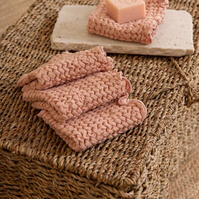 Extra weiches Waffelhandtuch aus Baumwolle in rosa Farbe