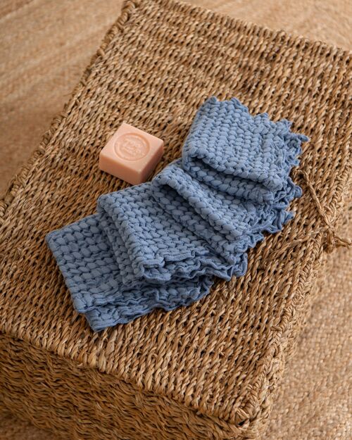 Extra Soft Cotton Waffle Hand Towel in Blue Color