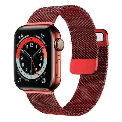 Bracelet en acier inoxydable type milanais pour Apple Watch 42/44 et 45mm - Rouge