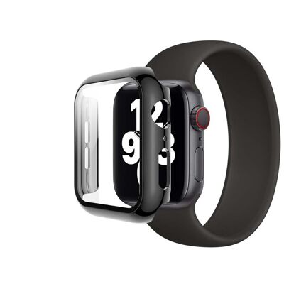 Coque de protection intégrale avec verre trempé pour Apple Watch 38mm - Noire