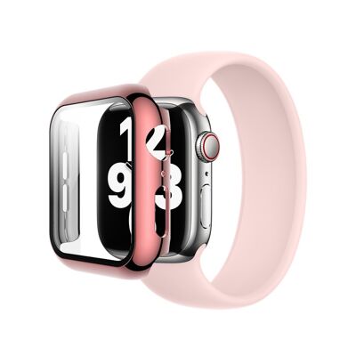 Coque de protection intégrale avec verre trempé pour Apple Watch 38mm - Rose