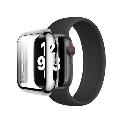 Coque de protection intégrale avec verre trempé pour Apple Watch 44mm - Argent