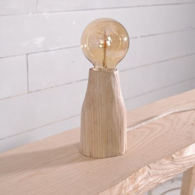 Lampe à poser en bois de type Edison, taillée à la main