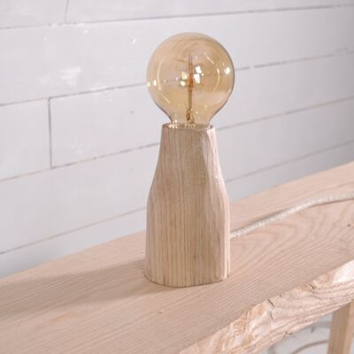 Lámpara de mesa de madera tipo Edison, tallada a mano