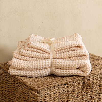 WAFFLE TOWEL SET IN BEIGE (3 PCS)