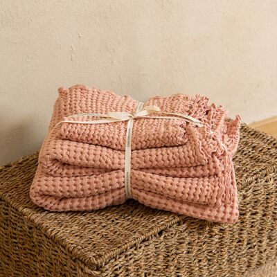 WAFFLE TOWEL SET IN ROSE (3 PCS)