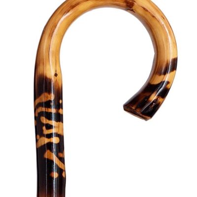 Cane with decorated chestnut wood curve
