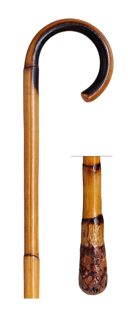Bastón con curva madera exclusiva de Rattan muy resistente