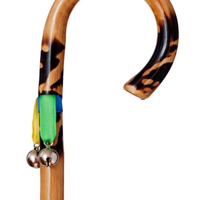 Wooden cane with curve child 70cm with bells