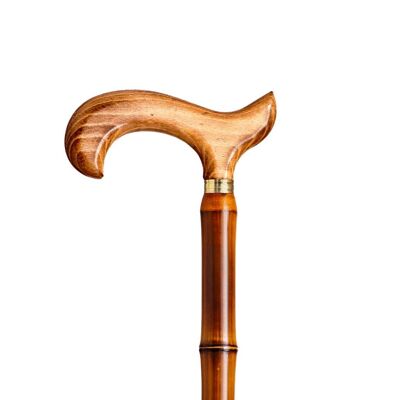 Walking stick with wooden handle and bamboo stick