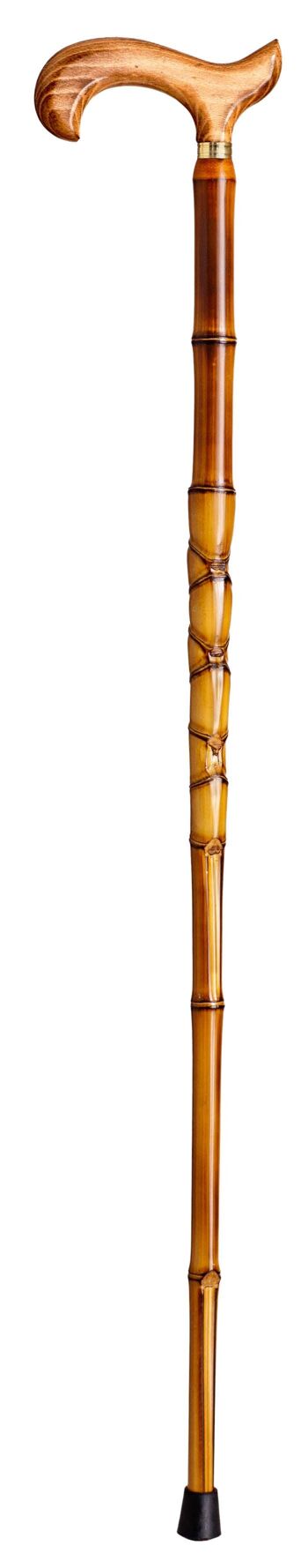 Bâton de marche avec manche en bois et bâton en bambou 2