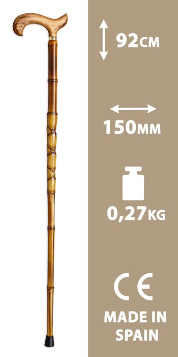 Bâton de marche avec manche en bois et bâton en bambou 3