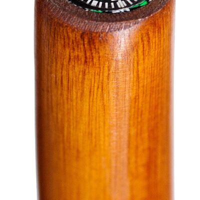 Dark chestnut mountain walking stick with compass