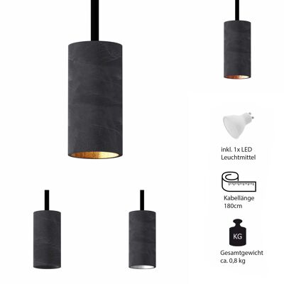 Betoniq Concrete Pendant Light "Nara13" Hängeleuchte GU10 Black