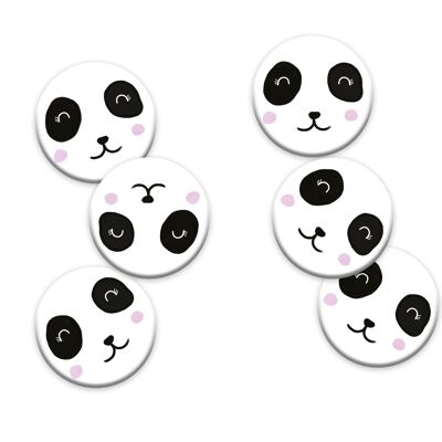 6 Abzeichen für Kinder | Panda Thema Geburtstag