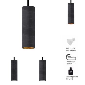 Betoniq Concrete Suspension "Nara20" suspension GU10 Noir 1