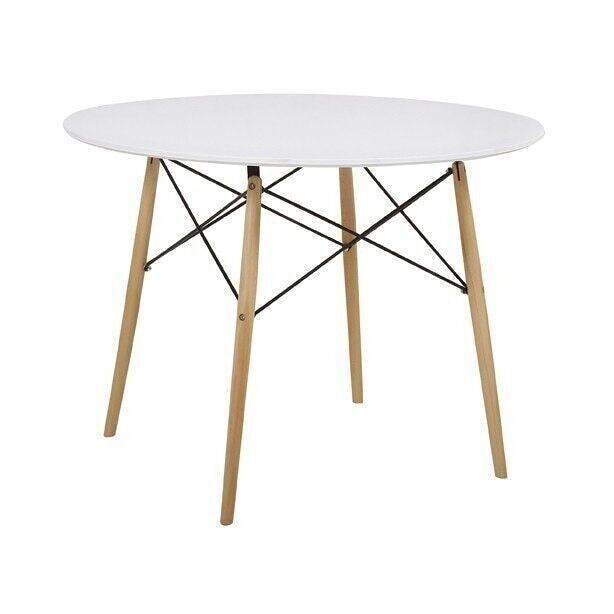 WHITE PAINTED WOOD TABLE BEECH LEGS 100X72 CM ZAK