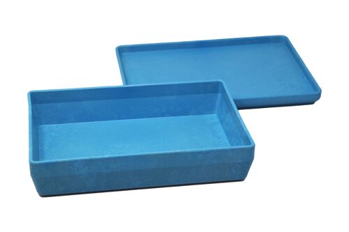 RE-Wood® Box mit Deckel blau | Aufbewahren stapelbar Ordnung schaffen
