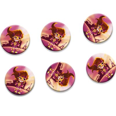 6 badges for children | Superheroine theme birthday