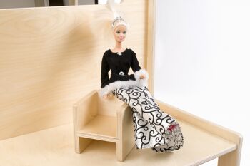 DollsVilla by Liliane® INTÉRIEUR lumineux pour grandes poupées 1:6 [12" 30 cm] et leurs voitures. Maison de poupée en bois sur roues - Barbie. 5
