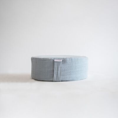 sustainable Belgian linen meditation cushion blue