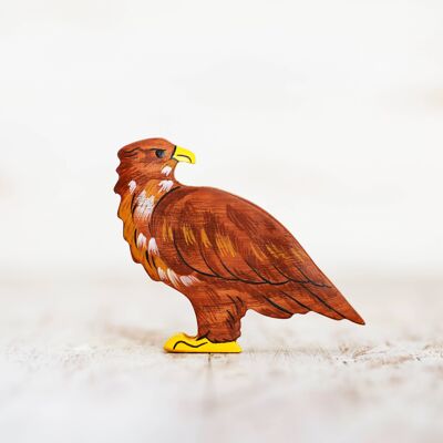 Wooden brown eagle figurine