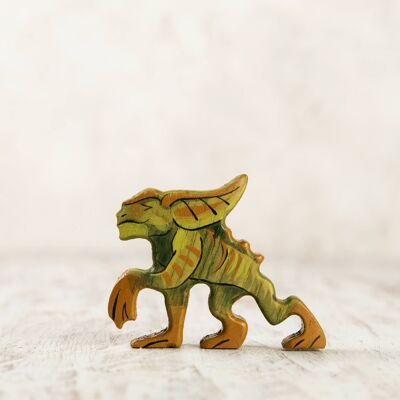 Wooden Gremlin figurine folkloric creature