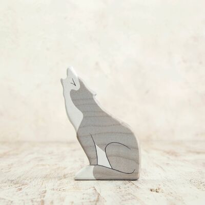 Wooden Grey Wolf figurine Forest animal