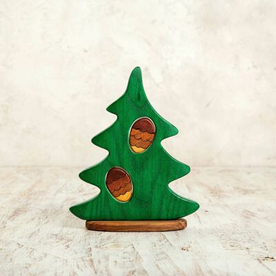 Wooden Pine Tree With Cones Puzzle