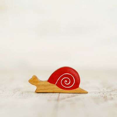 Wooden snail toy Garden life creatures Snail figurine