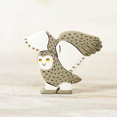 Wooden snowy Owl figurine North Pole bird