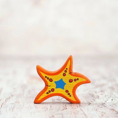 Wooden Starfish figurine Finger fish figure Sea star