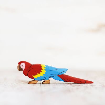 Wooden toy ara parrot figurine