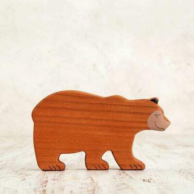 Wooden toy bear figurine Woodland animal toys