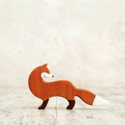 Wooden toy fox figurine Woodland animals