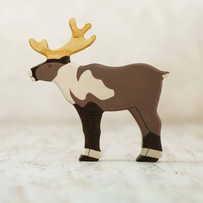 Wooden toy reindeer figurine Arctic animals Toy