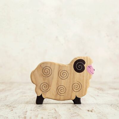 Wooden toy Sheep figurine Woolly figure