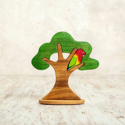 Wooden Tree With A Parrot