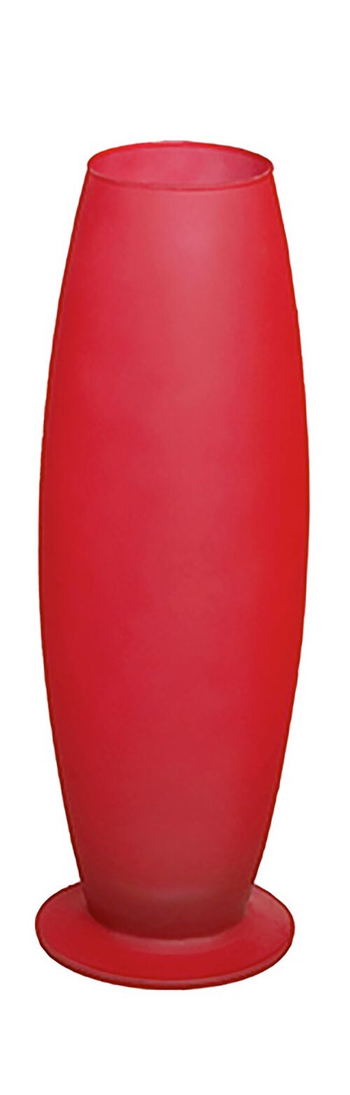 Modern glass vase in red. Origin: Spain Dimension: 7x10x30cm EE-005A