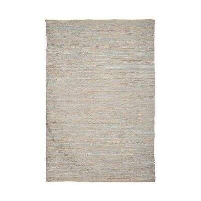 RUG IN RECYCLED LEATHER AND COTTON BEIGE GRAY 300X200CM IZMIR