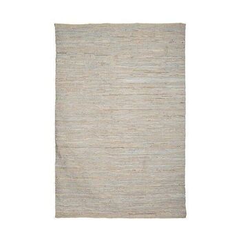 TAPIS EN CUIR RECYCLÉ ET COTON BEIGE GRIS 300X200CM IZMIR 1