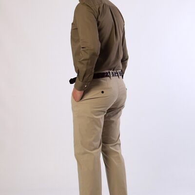 Pantalon chino stretch bleu marine en gabardine