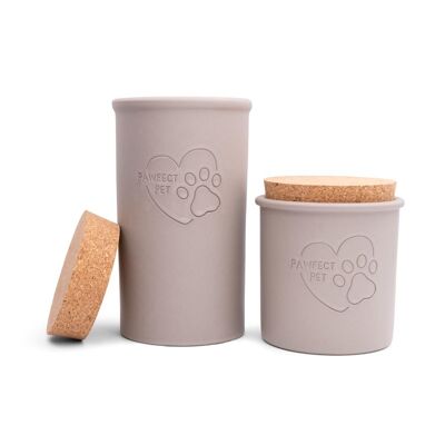 Ceramic jar gray with cork lid 1.5 liters