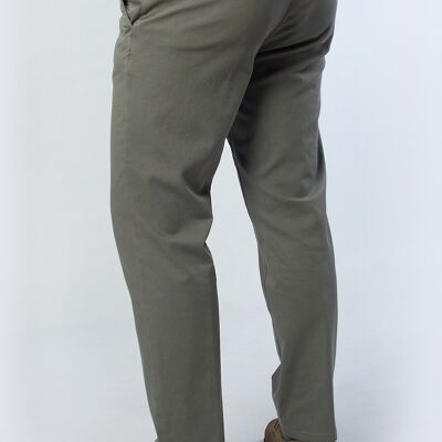 Pantalon chino stretch en tissu microstructure vert aqua.